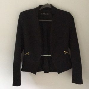 Zara Black Blazer w/ Gold Zipper Detail